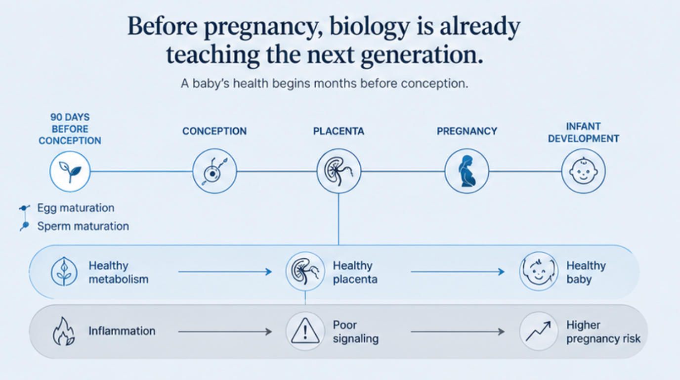 Before pregnancy, biology is already teaching the next generation: healthy metabolism supports a healthy placenta and baby, starting 90 days before conception