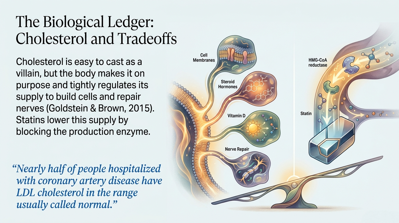 Cholesterol biological roles in the body and the tradeoffs of statin therapy
